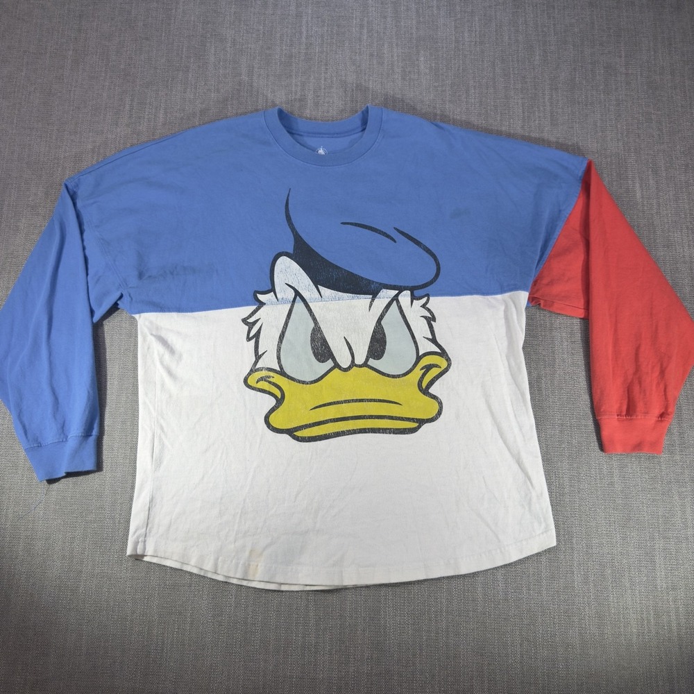 Disney Shirt Womens L Multicolor Donald Duck Spirit Jersey Colorblock Graphic